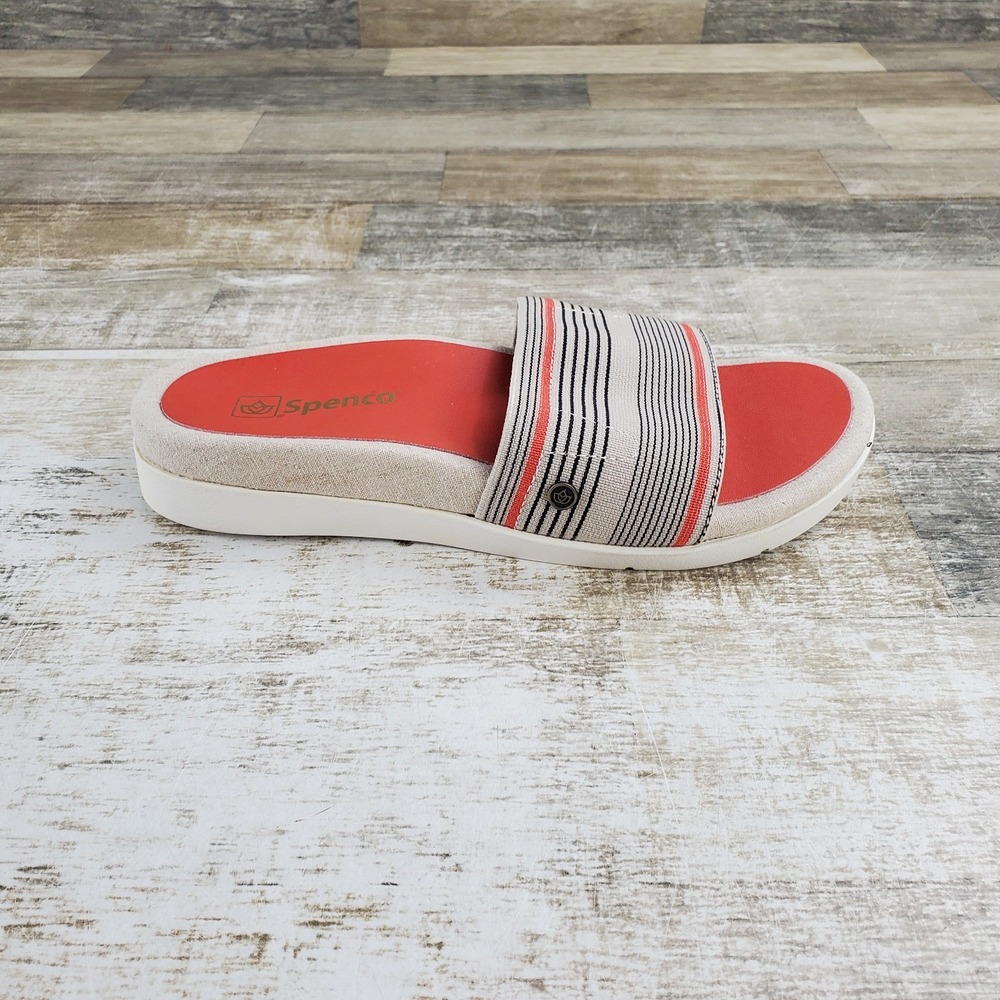 Spenco Desert Stripe Orthotic Womens Slide Sandals Sz 6.5 Sunset Slip On Comfort